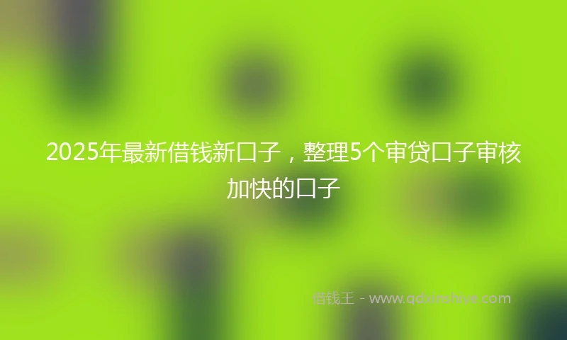 2025年最新借钱新口子，整理5个审贷口子审核加快的口子