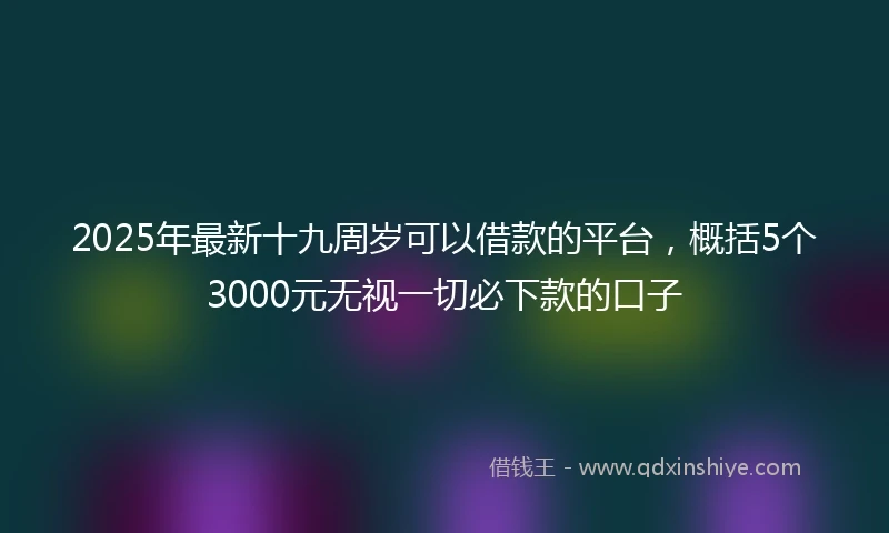 2025年最新十九周岁可以借款的平台，概括5个3000元无视一切必下款的口子