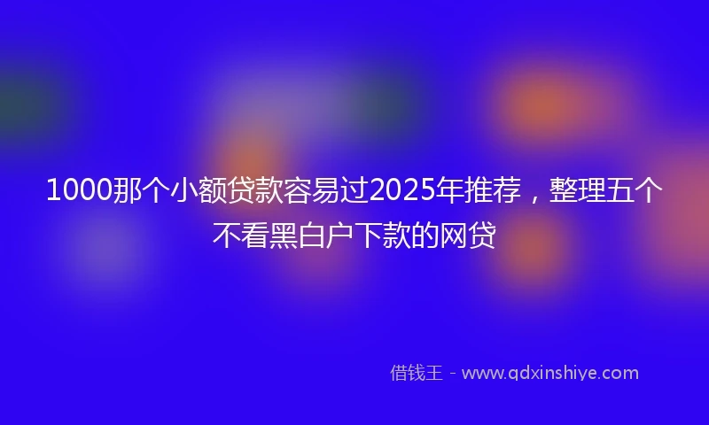 1000那个小额贷款容易过2025年推荐，整理五个不看黑白户下款的网贷