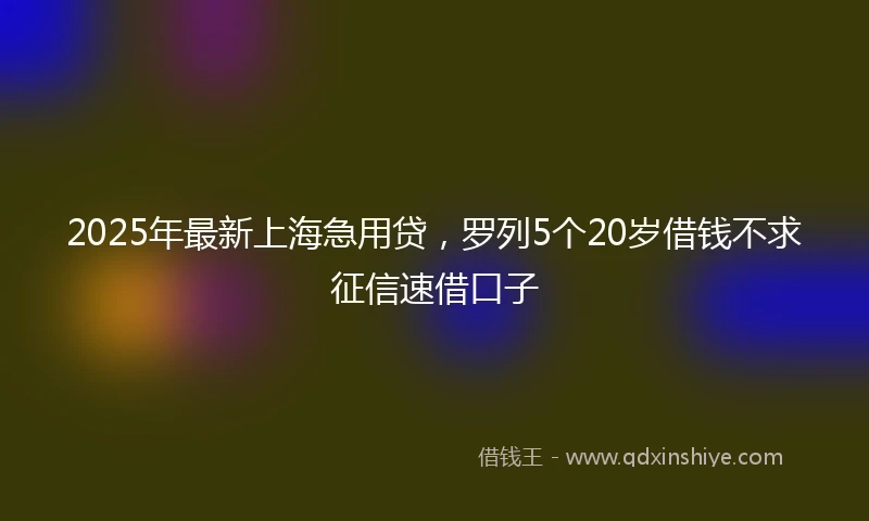 2025年最新上海急用贷，罗列5个20岁借钱不求征信速借口子
