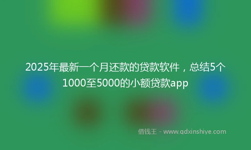 2025年最新一个月还款的贷款软件，总结5个1000至5000的小额贷款app