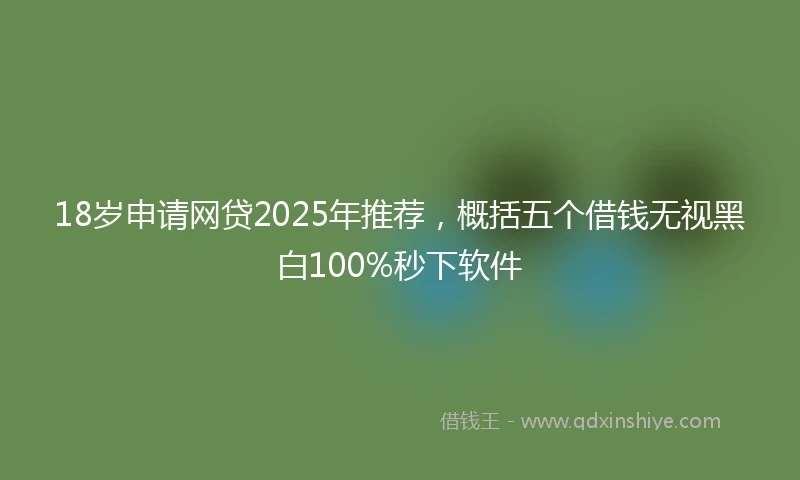 18岁申请网贷2025年推荐，概括五个借钱无视黑白100%秒下软件