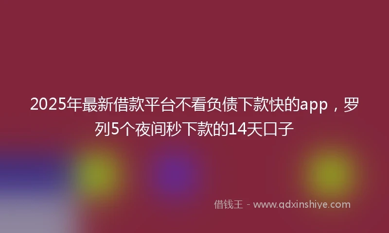 2025年最新借款平台不看负债下款快的app，罗列5个夜间秒下款的14天口子