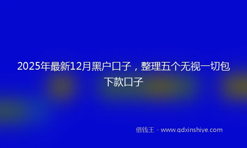 2025年最新12月黑户口子，整理五个无视一切包下款口子