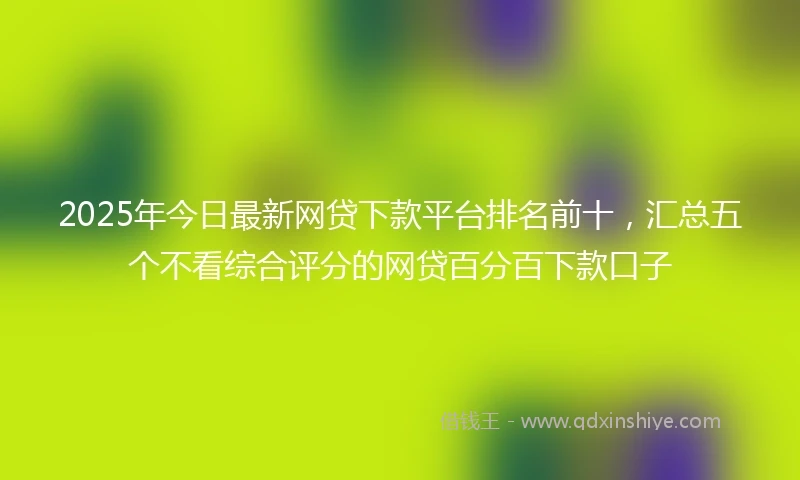 2025年今日最新网贷下款平台排名前十，汇总五个不看综合评分的网贷百分百下款口子