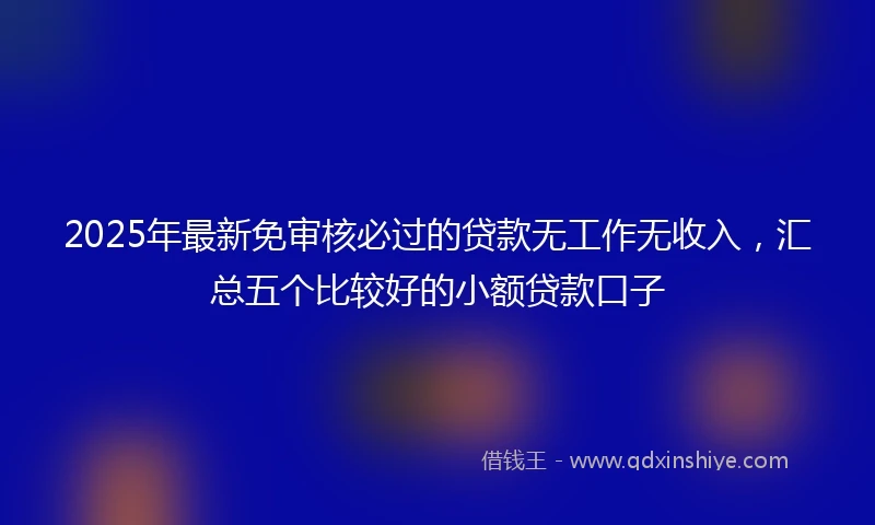 2025年最新免审核必过的贷款无工作无收入，汇总五个比较好的小额贷款口子