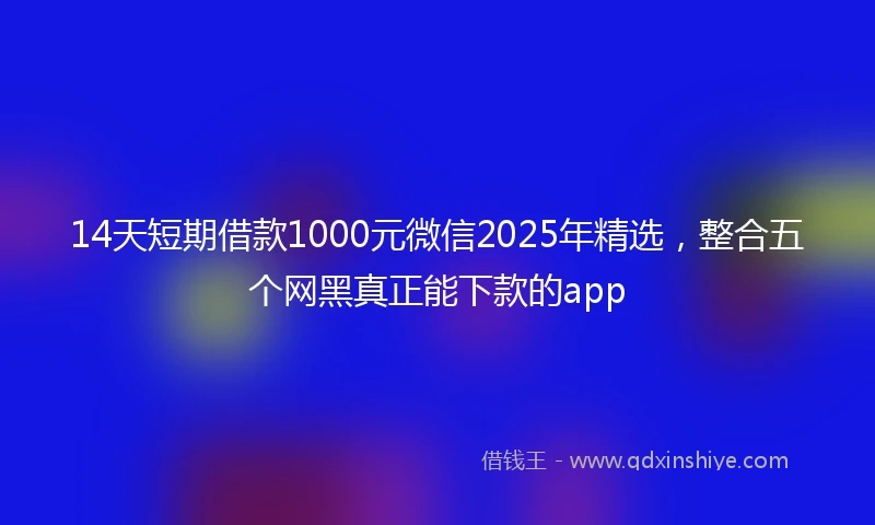 14天短期借款1000元微信2025年精选，整合五个网黑真正能下款的app