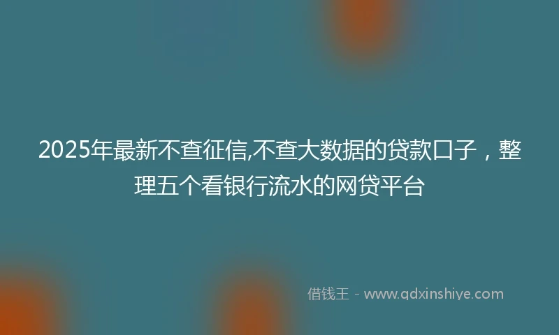 2025年最新不查征信,不查大数据的贷款口子，整理五个看银行流水的网贷平台