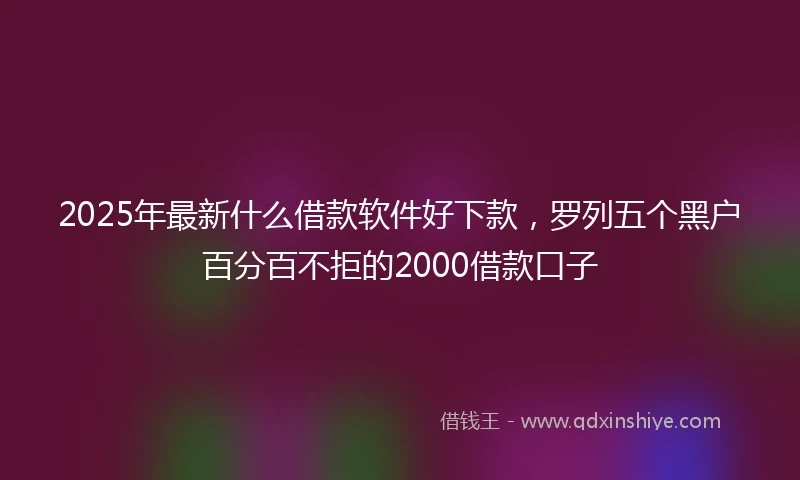2025年最新什么借款软件好下款，罗列五个黑户百分百不拒的2000借款口子