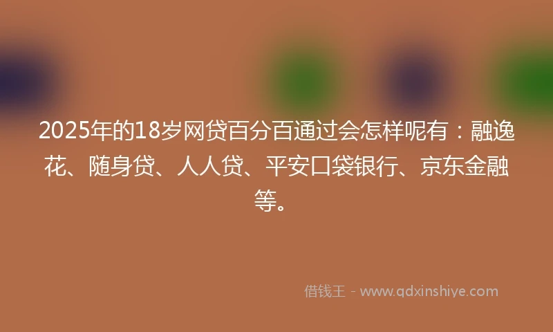 2025年的18岁网贷百分百通过会怎样呢有：融逸花、随身贷、人人贷、平安口袋银行、京东金融等。