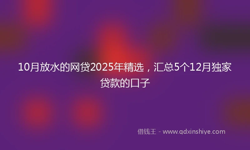 10月放水的网贷2025年精选，汇总5个12月独家贷款的口子