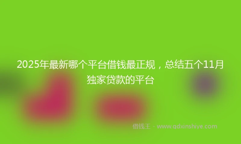 2025年最新哪个平台借钱最正规，总结五个11月独家贷款的平台