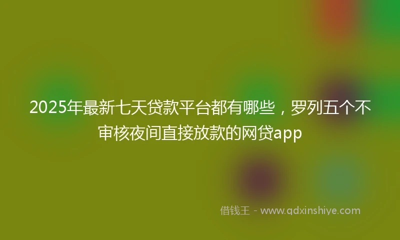 2025年最新七天贷款平台都有哪些，罗列五个不审核夜间直接放款的网贷app