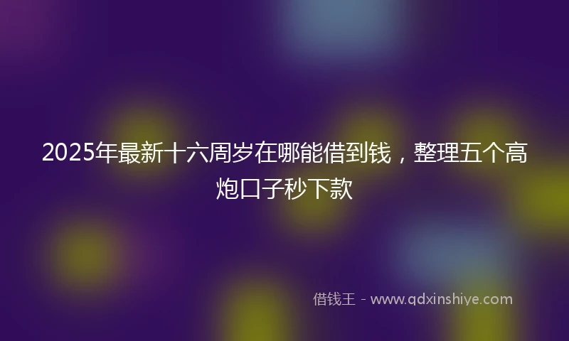 2025年最新十六周岁在哪能借到钱，整理五个高炮口子秒下款