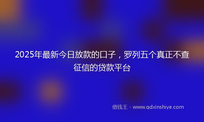 2025年最新今日放款的口子，罗列五个真正不查征信的贷款平台