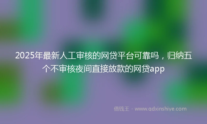 2025年最新人工审核的网贷平台可靠吗，归纳五个不审核夜间直接放款的网贷app