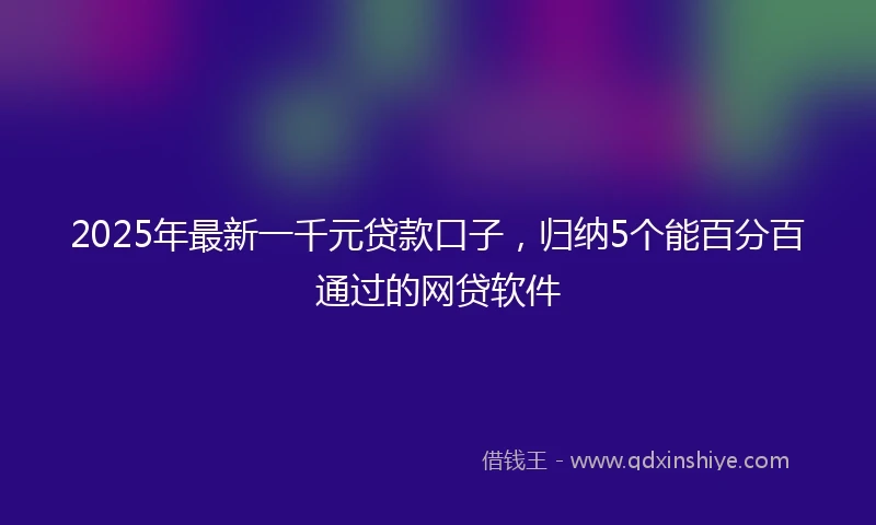 2025年最新一千元贷款口子，归纳5个能百分百通过的网贷软件
