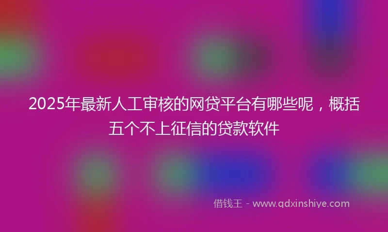2025年最新人工审核的网贷平台有哪些呢，概括五个不上征信的贷款软件