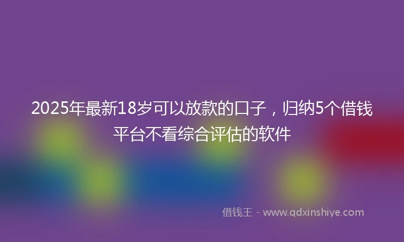 2025年最新18岁可以放款的口子，归纳5个借钱平台不看综合评估的软件