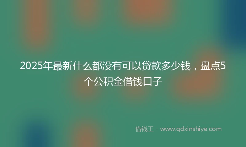 2025年最新什么都没有可以贷款多少钱，盘点5个公积金借钱口子