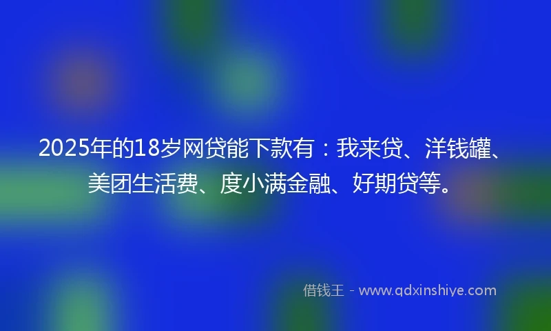 2025年的18岁网贷能下款有：我来贷、洋钱罐、美团生活费、度小满金融、好期贷等。