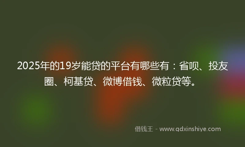 2025年的19岁能贷的平台有哪些有：省呗、投友圈、柯基贷、微博借钱、微粒贷等。