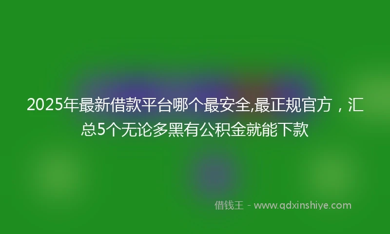 2025年最新借款平台哪个最安全,最正规官方，汇总5个无论多黑有公积金就能下款