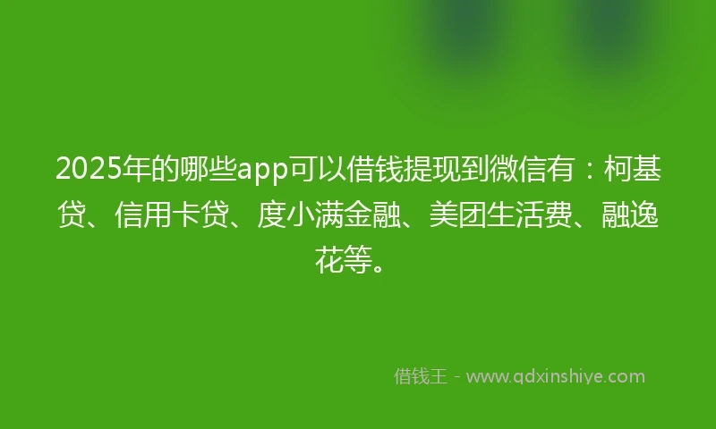 2025年的哪些app可以借钱提现到微信有：柯基贷、信用卡贷、度小满金融、美团生活费、融逸花等。