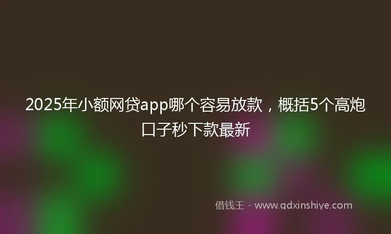 2025年小额网贷app哪个容易放款，概括5个高炮口子秒下款最新