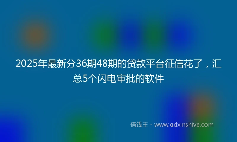 2025年最新分36期48期的贷款平台征信花了，汇总5个闪电审批的软件