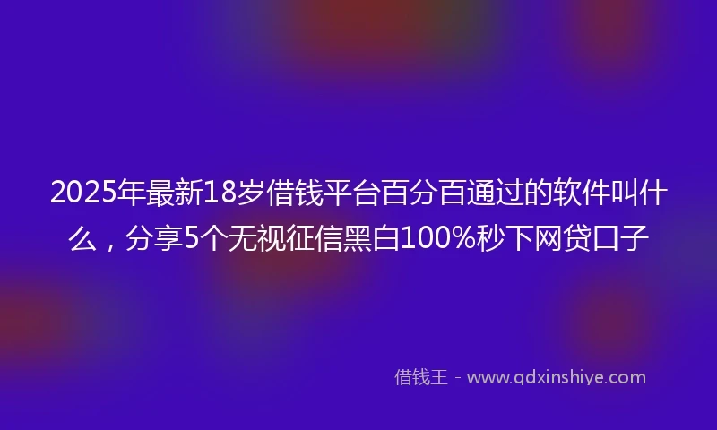 2025年最新18岁借钱平台百分百通过的软件叫什么，分享5个无视征信黑白100%秒下网贷口子