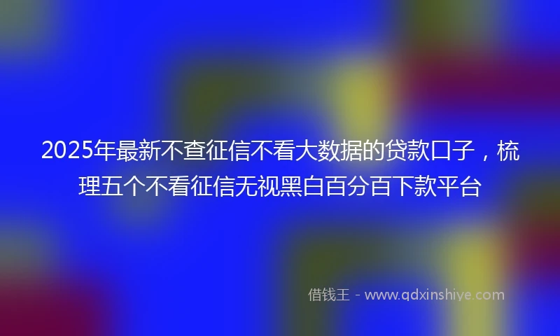 2025年最新不查征信不看大数据的贷款口子，梳理五个不看征信无视黑白百分百下款平台
