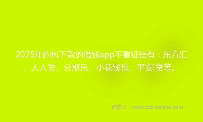 2025年的包下款的借钱app不看征信有：东方汇、人人贷、分期乐、小花钱包、平安i贷等。