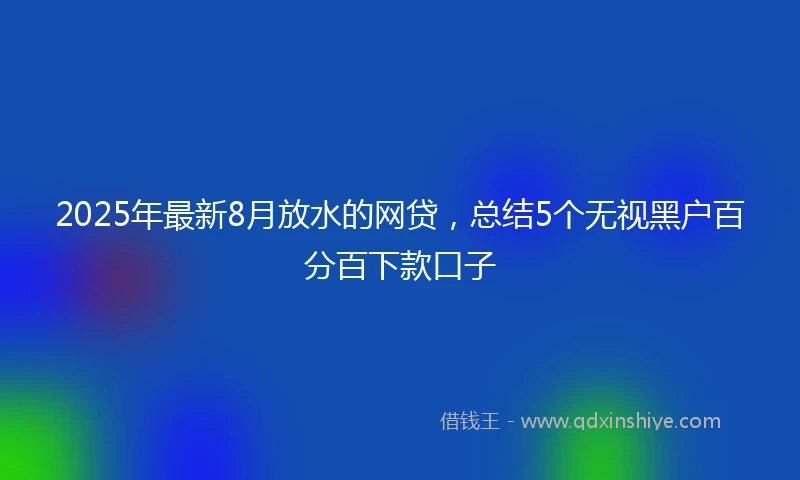 2025年最新8月放水的网贷，总结5个无视黑户百分百下款口子