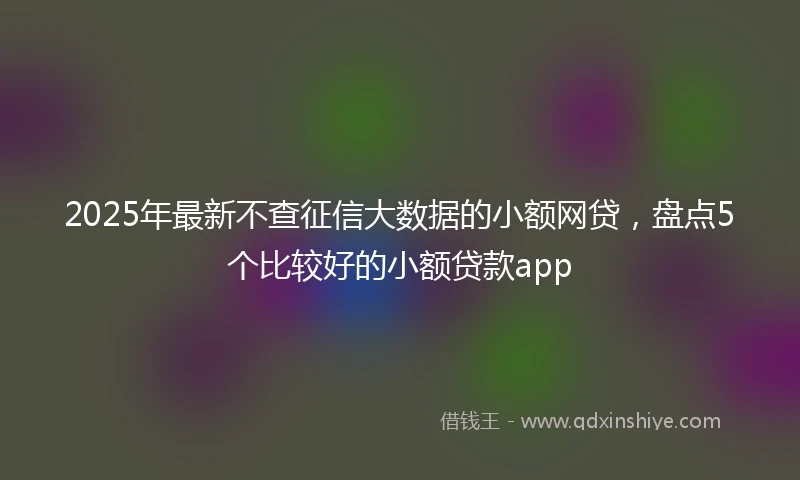 2025年最新不查征信大数据的小额网贷，盘点5个比较好的小额贷款app