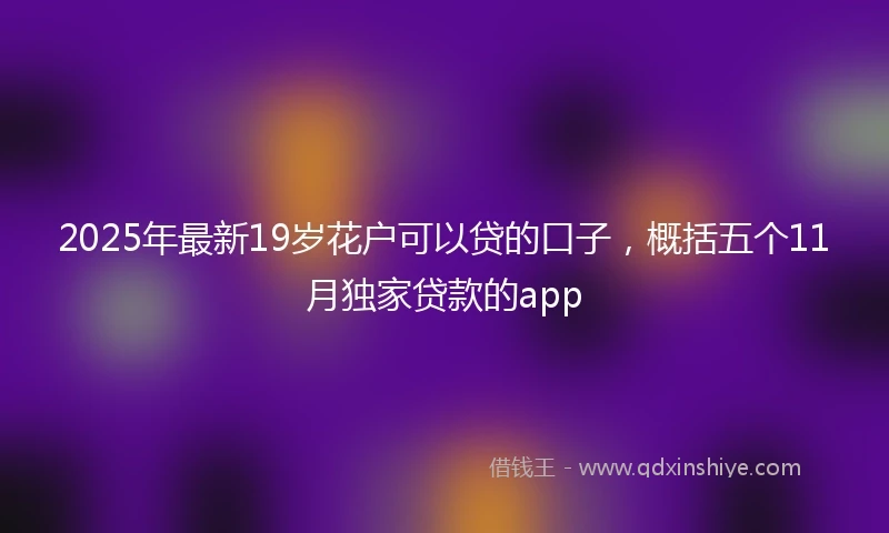 2025年最新19岁花户可以贷的口子，概括五个11月独家贷款的app