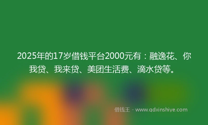2025年的17岁借钱平台2000元有：融逸花、你我贷、我来贷、美团生活费、滴水贷等。