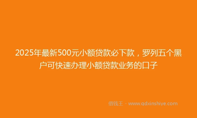 2025年最新500元小额贷款必下款，罗列五个黑户可快速办理小额贷款业务的口子