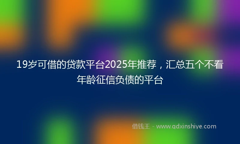 19岁可借的贷款平台2025年推荐，汇总五个不看年龄征信负债的平台