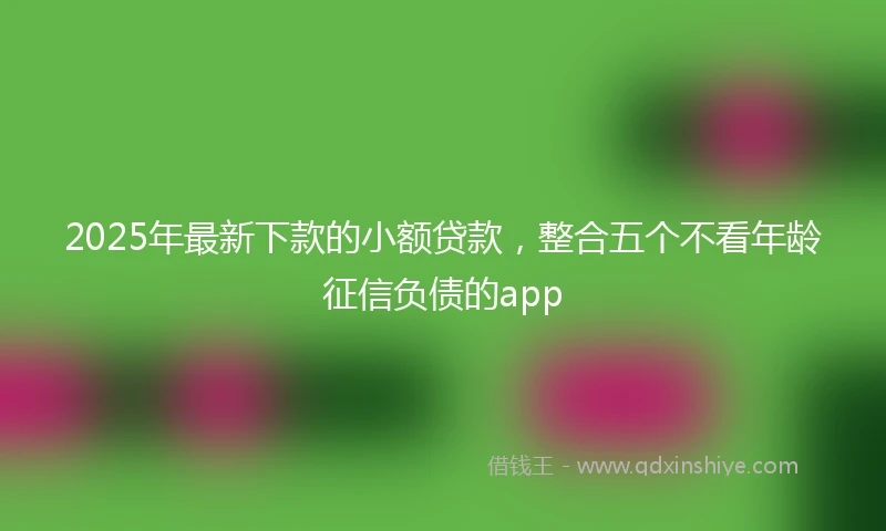 2025年最新下款的小额贷款，整合五个不看年龄征信负债的app