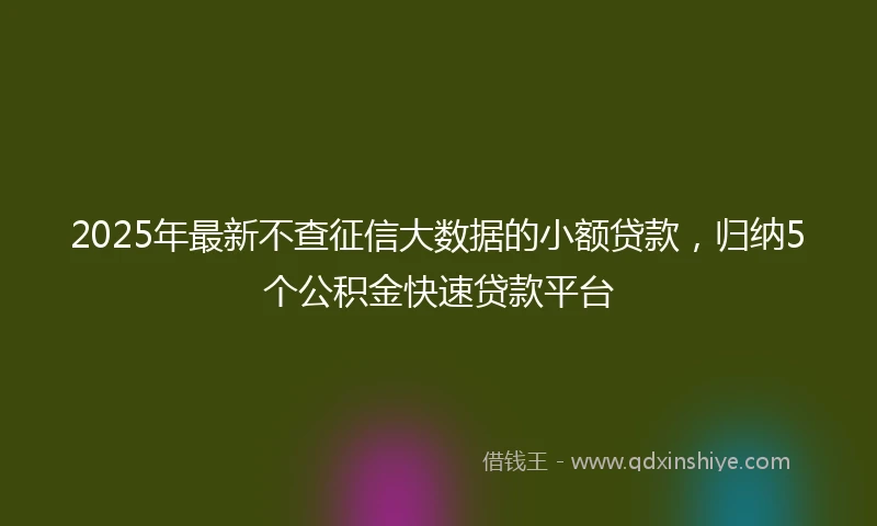 2025年最新不查征信大数据的小额贷款，归纳5个公积金快速贷款平台