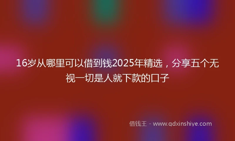16岁从哪里可以借到钱2025年精选，分享五个无视一切是人就下款的口子