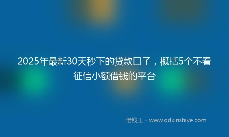 2025年最新30天秒下的贷款口子，概括5个不看征信小额借钱的平台