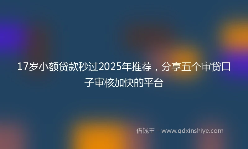 17岁小额贷款秒过2025年推荐，分享五个审贷口子审核加快的平台