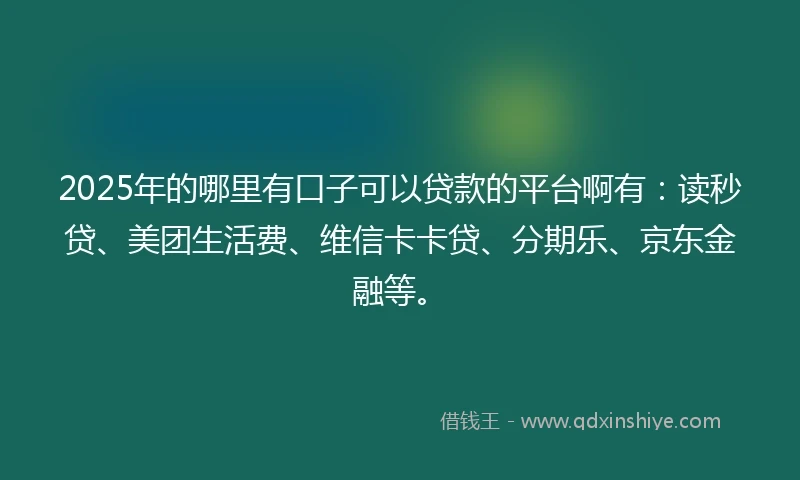 2025年的哪里有口子可以贷款的平台啊有：读秒贷、美团生活费、维信卡卡贷、分期乐、京东金融等。