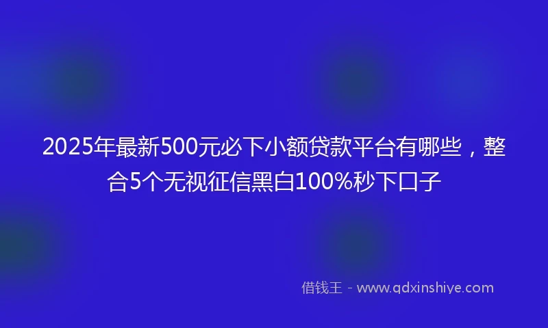 2025年最新500元必下小额贷款平台有哪些，整合5个无视征信黑白100%秒下口子