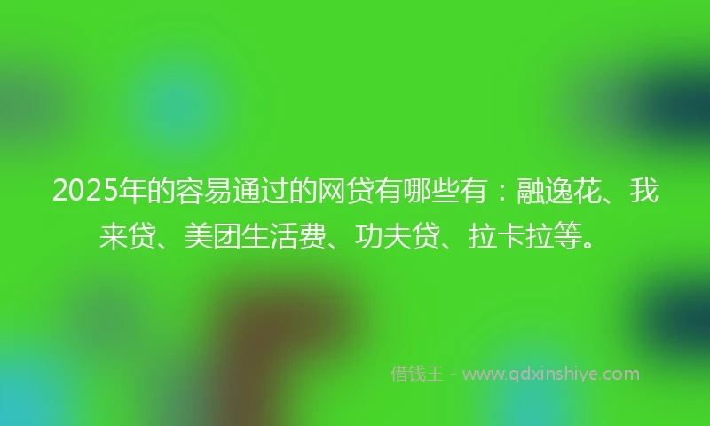 2025年的容易通过的网贷有哪些有：融逸花、我来贷、美团生活费、功夫贷、拉卡拉等。