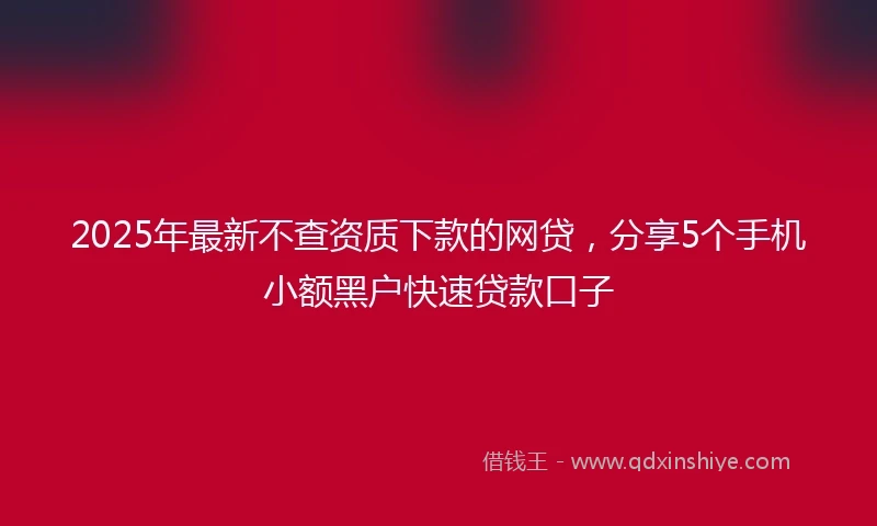 2025年最新不查资质下款的网贷，分享5个手机小额黑户快速贷款口子