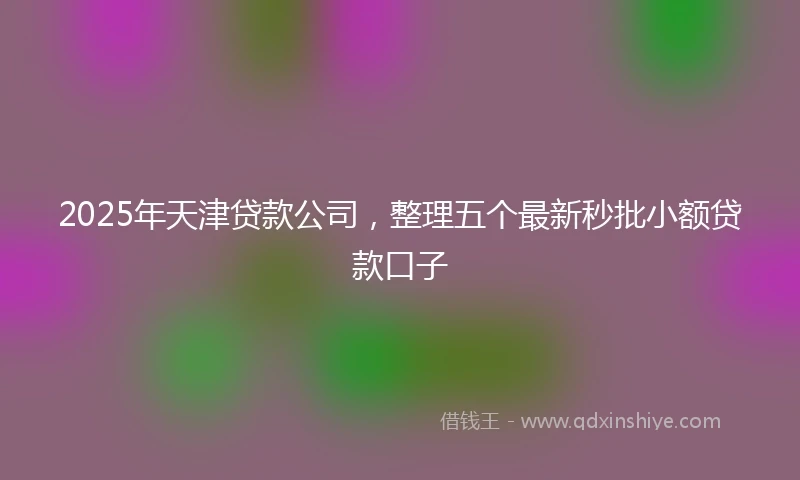 2025年天津贷款公司，整理五个最新秒批小额贷款口子