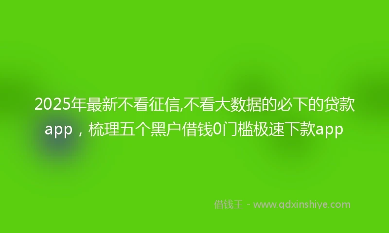 2025年最新不看征信,不看大数据的必下的贷款app，梳理五个黑户借钱0门槛极速下款app